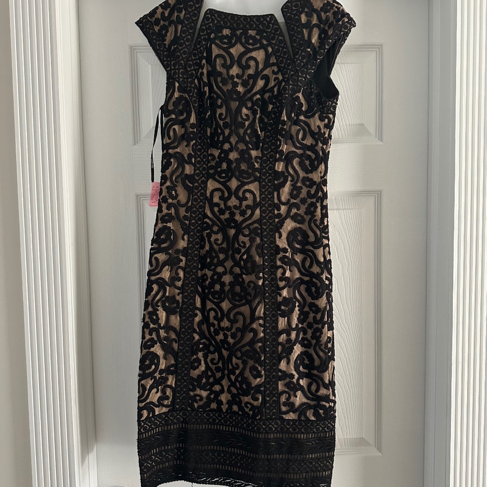 Tadashi Shoji Black Cap Sleeve Lace Dress (Worn Once)